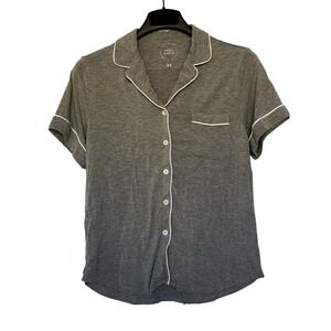 COZY EARTH Women's Bamboo Stretch-Knit Short Sleeve Pajama Top in Gray XS